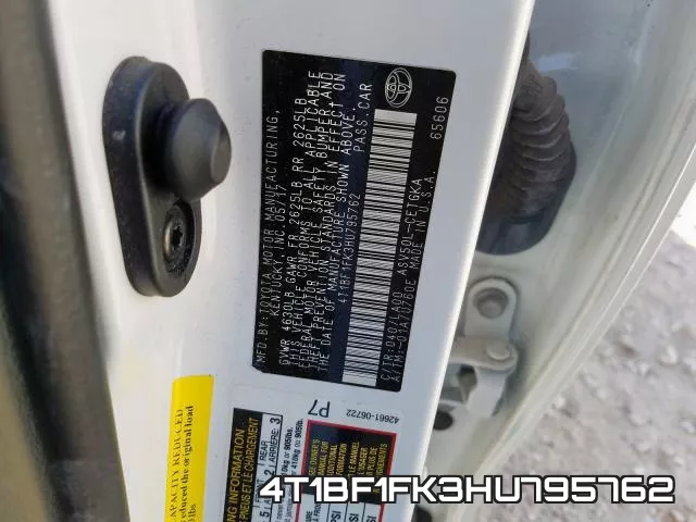 4T1BF1FK3HU795762 фото 2