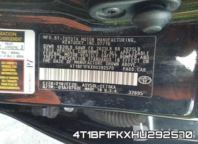 4T1BF1FKXHU292570 фото 10