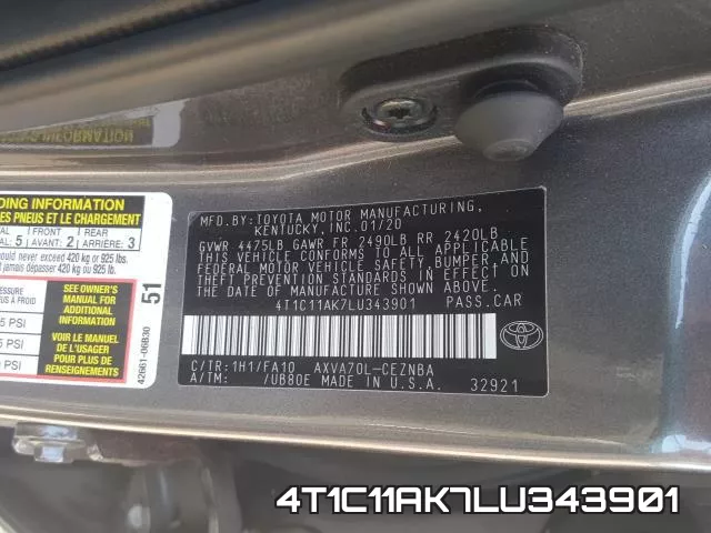 4T1C11AK7LU343901 фото 2