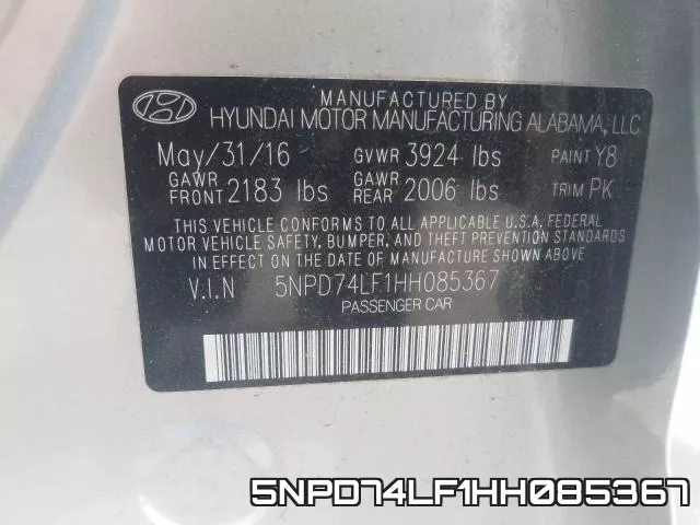 5NPD74LF1HH085367 фото 2