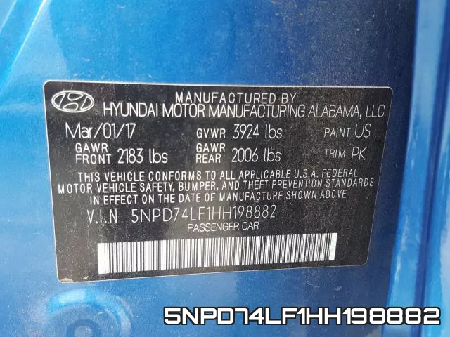 5NPD74LF1HH198882 фото 2