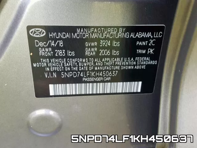 5NPD74LF1KH450637 фото 2