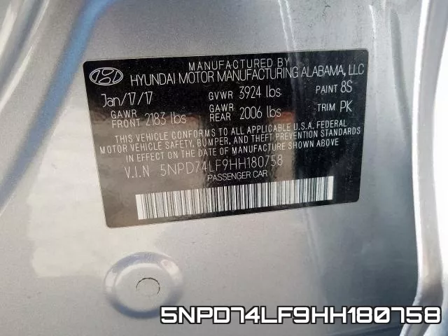 5NPD74LF9HH180758 фото 2