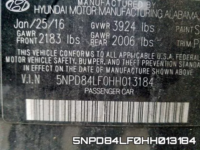 5NPD84LF0HH013184 фото 2