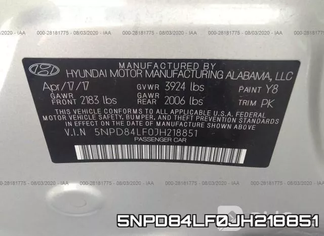 5NPD84LF0JH218851 фото 10