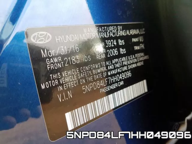 5NPD84LF7HH049096 фото 2