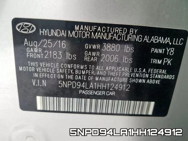 5NPD94LA1HH124912 фото 2