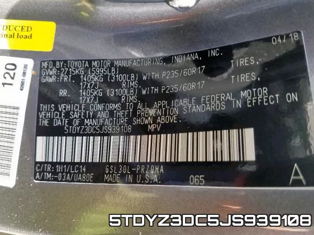 5TDYZ3DC5JS939108 фото 2