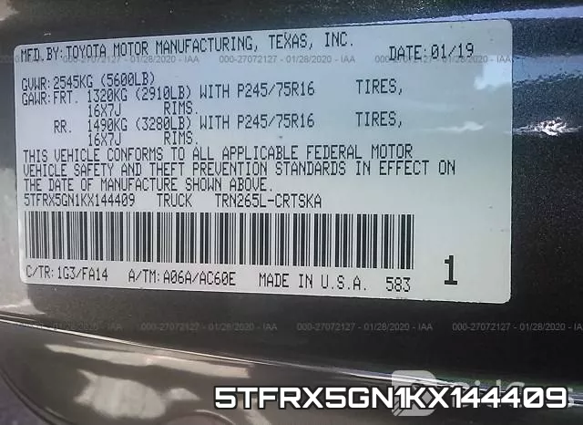 5TFRX5GN1KX144409 фото 10