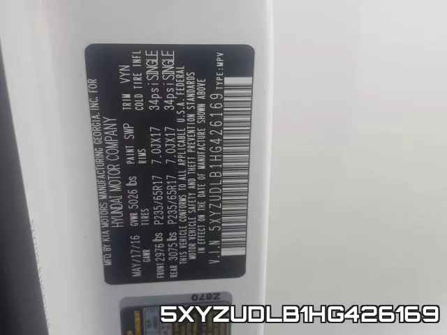 5XYZUDLB1HG426169 фото 2