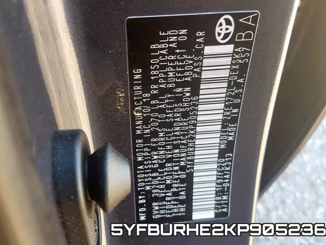 5YFBURHE2KP905236 фото 2