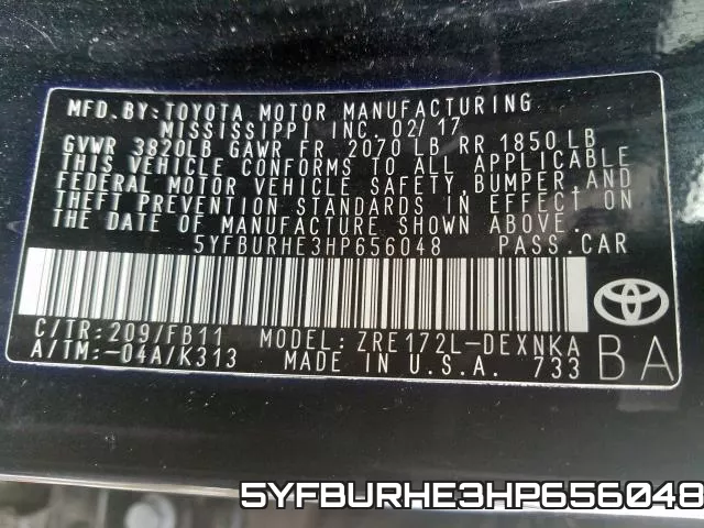 5YFBURHE3HP656048 фото 2