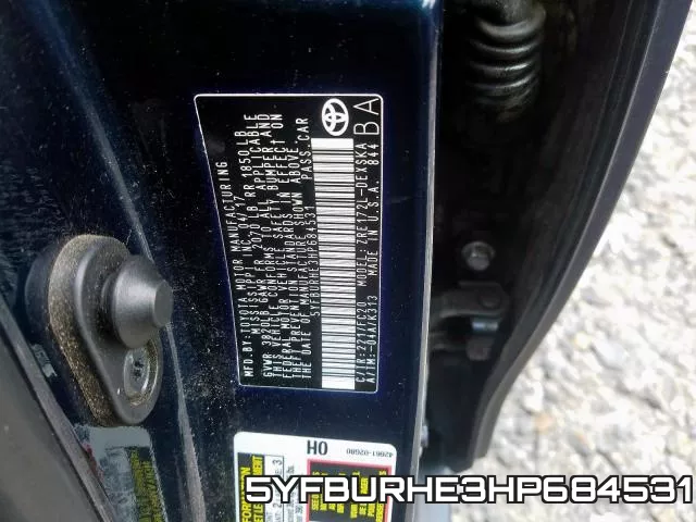 5YFBURHE3HP684531 фото 2