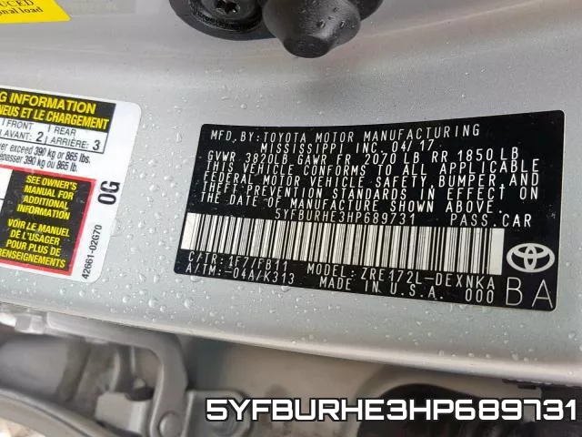 5YFBURHE3HP689731 фото 2