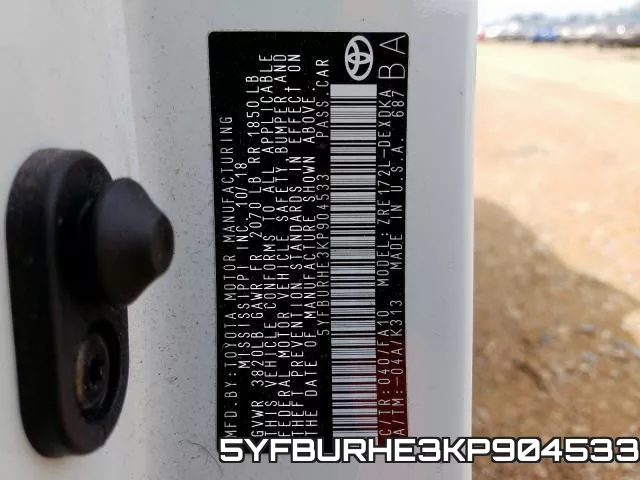 5YFBURHE3KP904533 фото 2