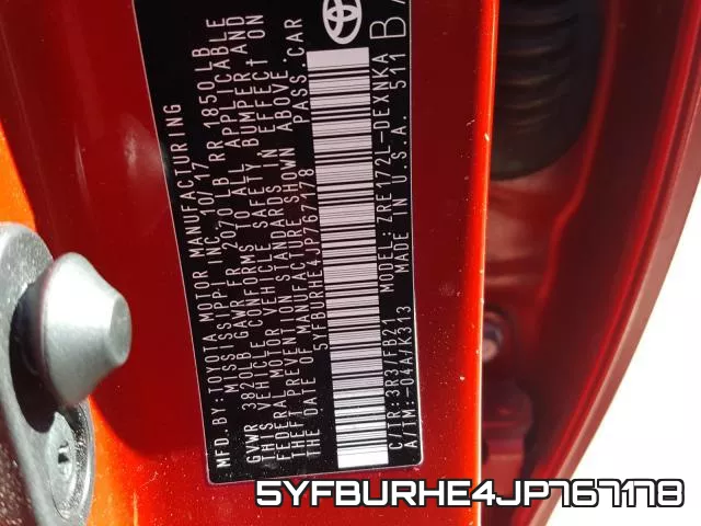 5YFBURHE4JP767178 фото 2