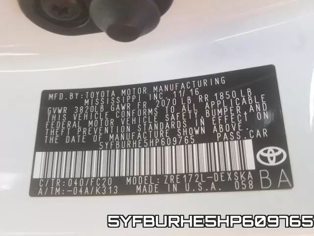 5YFBURHE5HP609765 фото 2