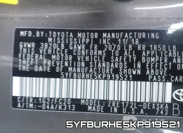 5YFBURHE5KP919521 фото 10