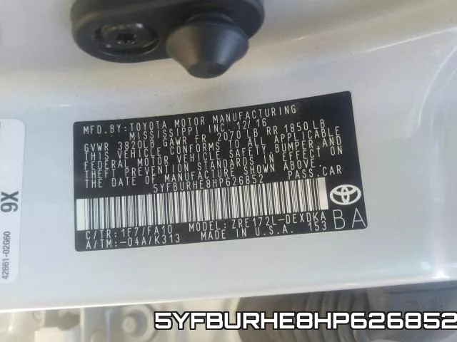 5YFBURHE8HP626852 фото 2