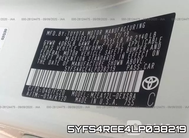5YFS4RCE4LP038219 фото 10