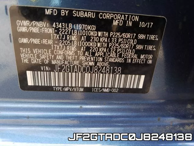JF2GTADC0J8248138 фото 2