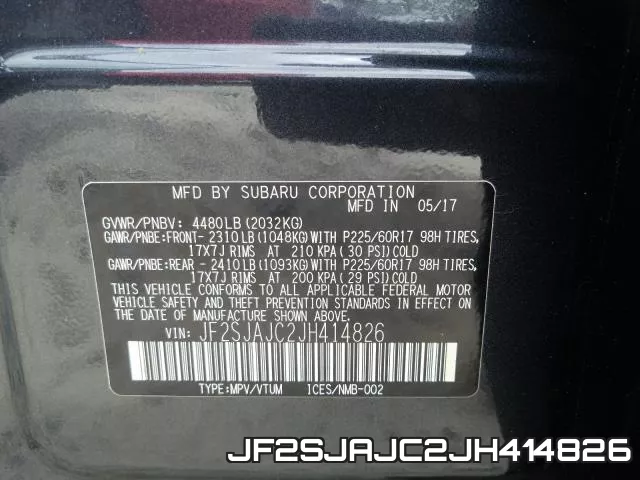JF2SJAJC2JH414826 фото 2