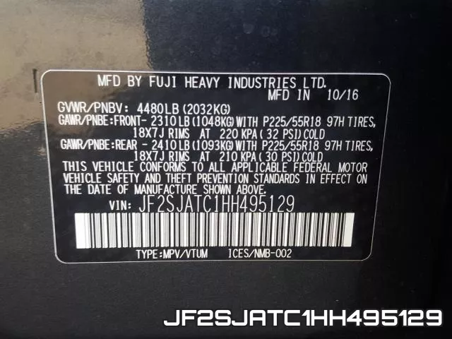 JF2SJATC1HH495129 фото 2