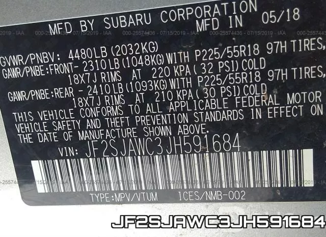 JF2SJAWC3JH591684 фото 10