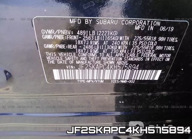 JF2SKAPC4KH575894 фото 10