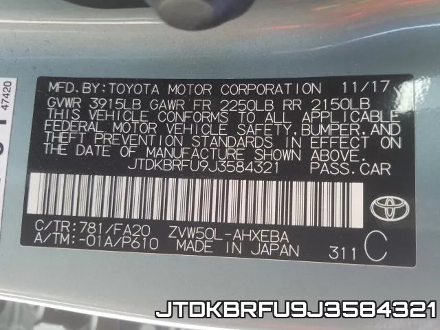 JTDKBRFU9J3584321 фото 2