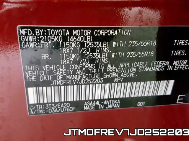 JTMDFREV7JD252203 фото 2