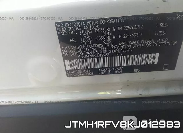 JTMH1RFV8KJ012983 фото 10