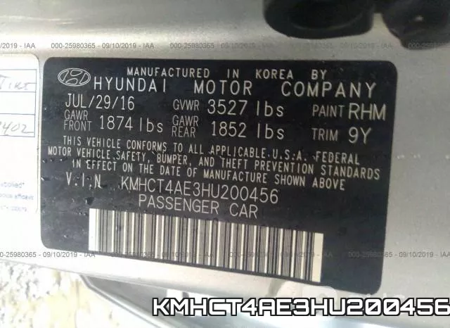 KMHCT4AE3HU200456 фото 10