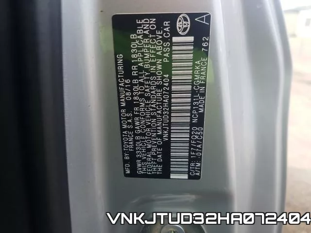 VNKJTUD32HA072404 фото 2