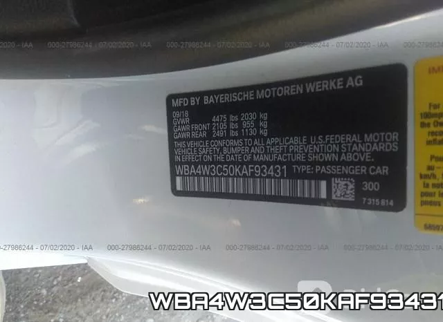 WBA4W3C50KAF93431 фото 10