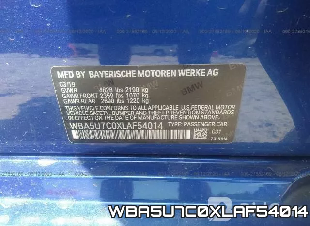 WBA5U7C0XLAF54014 фото 10