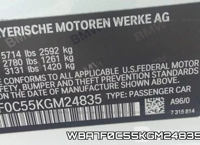 WBA7F0C55KGM24835 фото 10