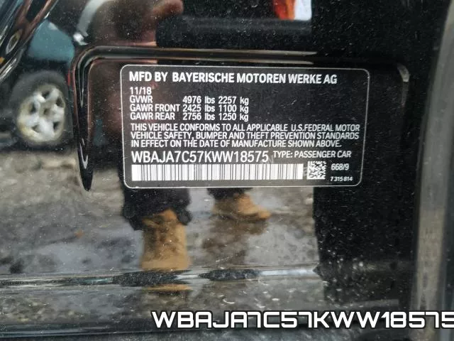 WBAJA7C57KWW18575 фото 2
