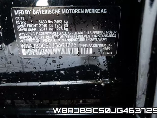 WBAJB9C50JG463725 фото 2