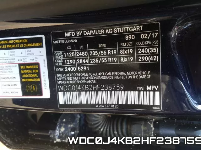 WDC0J4KB2HF238759 фото 2
