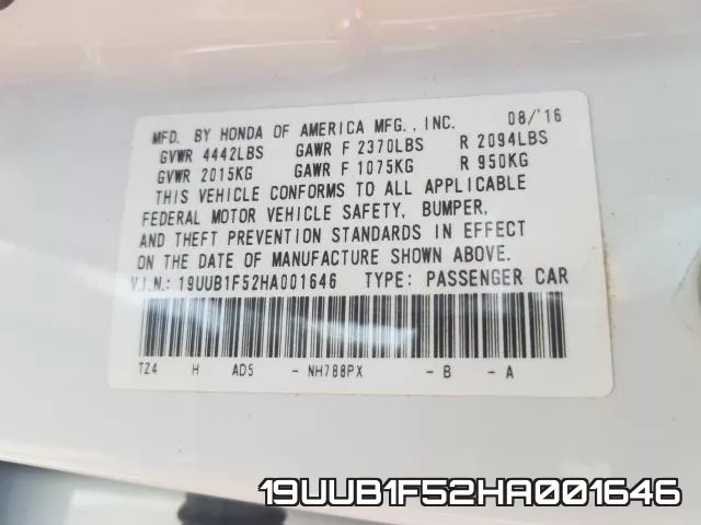 19UUB1F52HA001646 фото 2