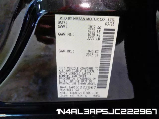 1N4AL3AP5JC222967 фото 2