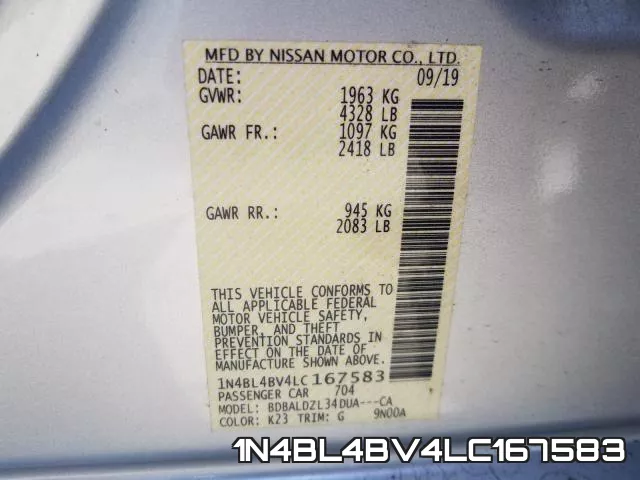 1N4BL4BV4LC167583 фото 2