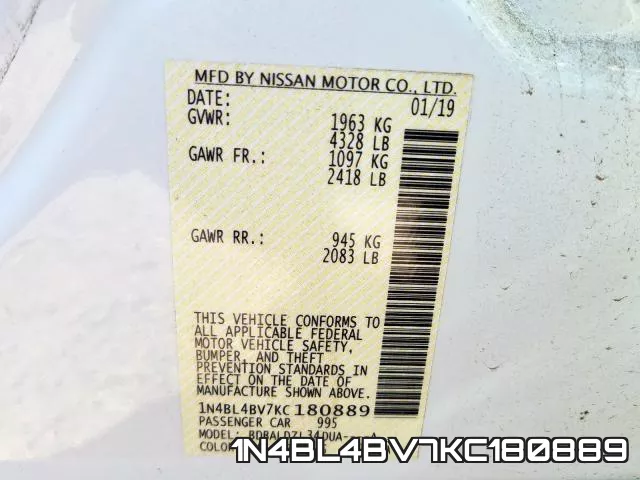 1N4BL4BV7KC180889 фото 2