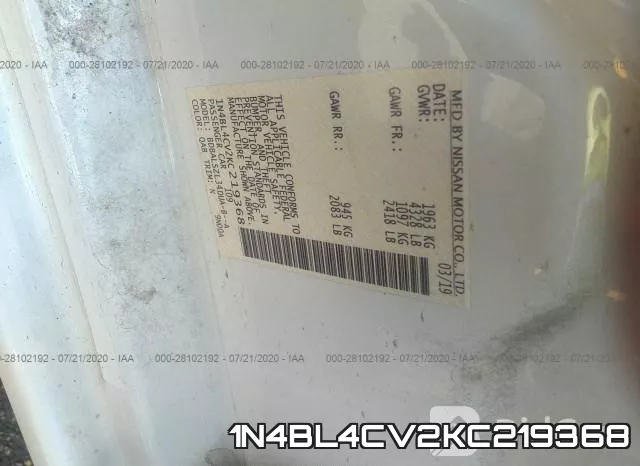 1N4BL4CV2KC219368 фото 10
