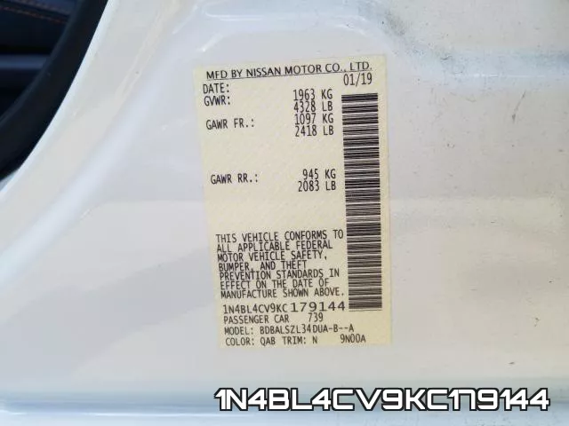 1N4BL4CV9KC179144 фото 2