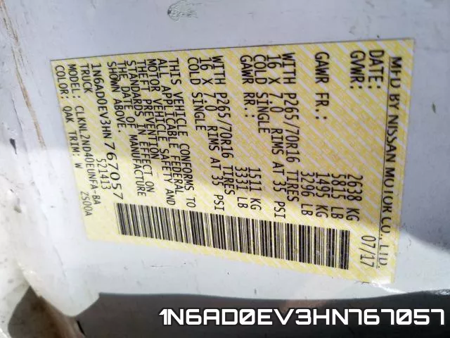 1N6AD0EV3HN767057 фото 2