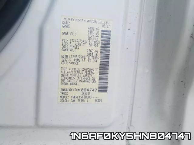 1N6AF0KY5HN804747 фото 2
