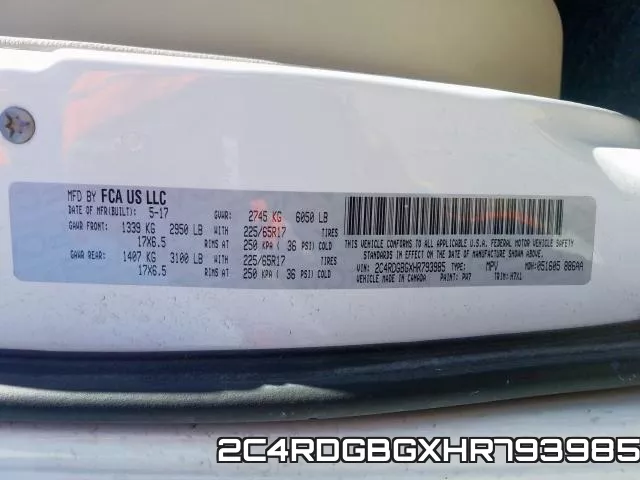 2C4RDGBGXHR793985 фото 2