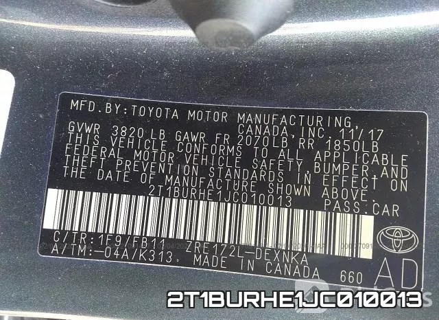 2T1BURHE1JC010013 фото 10